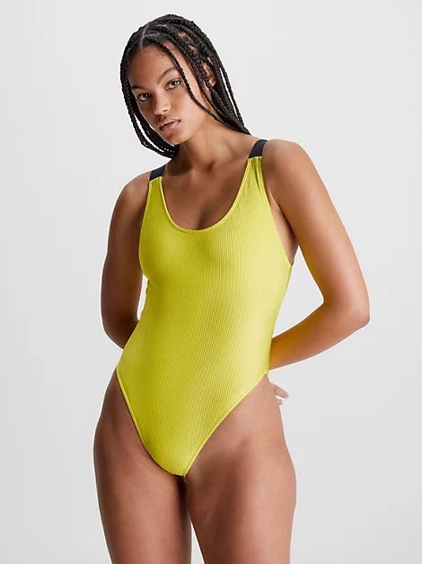 Plavky jednodielne CALVIN KLEIN (KW01996-15), Veľkosť L, Farba žltá